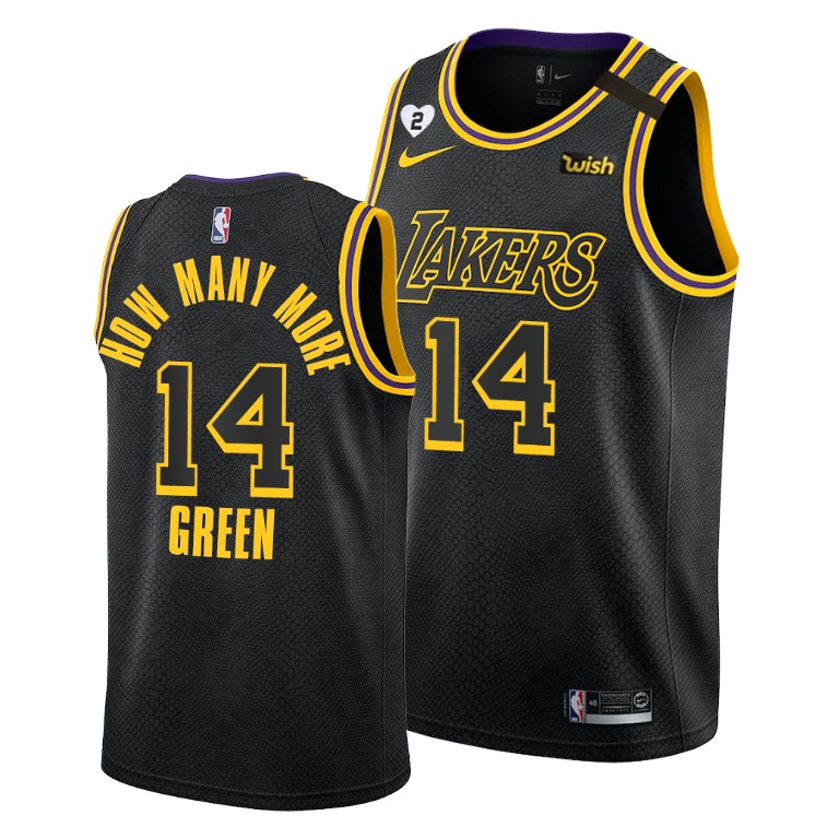 Men's Los Angeles Lakers Danny Green #14 NBA 2020 Playoffs Mamba Edition How Many More Social Justice Black Basketball Jersey EOJ5383BR